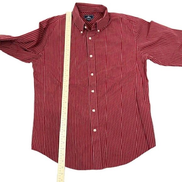 Dockers Men's Button Down Shirt Crimson Red Striped Size Medium - Picture 3 of 9